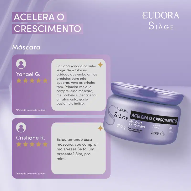 Máscara Capilar Siàge Acelera o Crescimento 250g