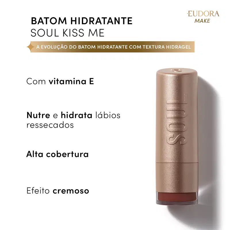 Batom Hidratante Rosa Atitude SOUL Kiss Me 3,7g