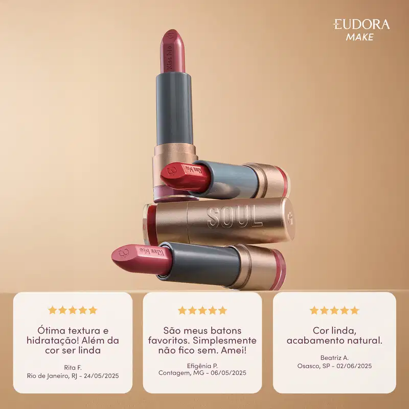 Batom Hidratante Rosa Atitude SOUL Kiss Me 3,7g