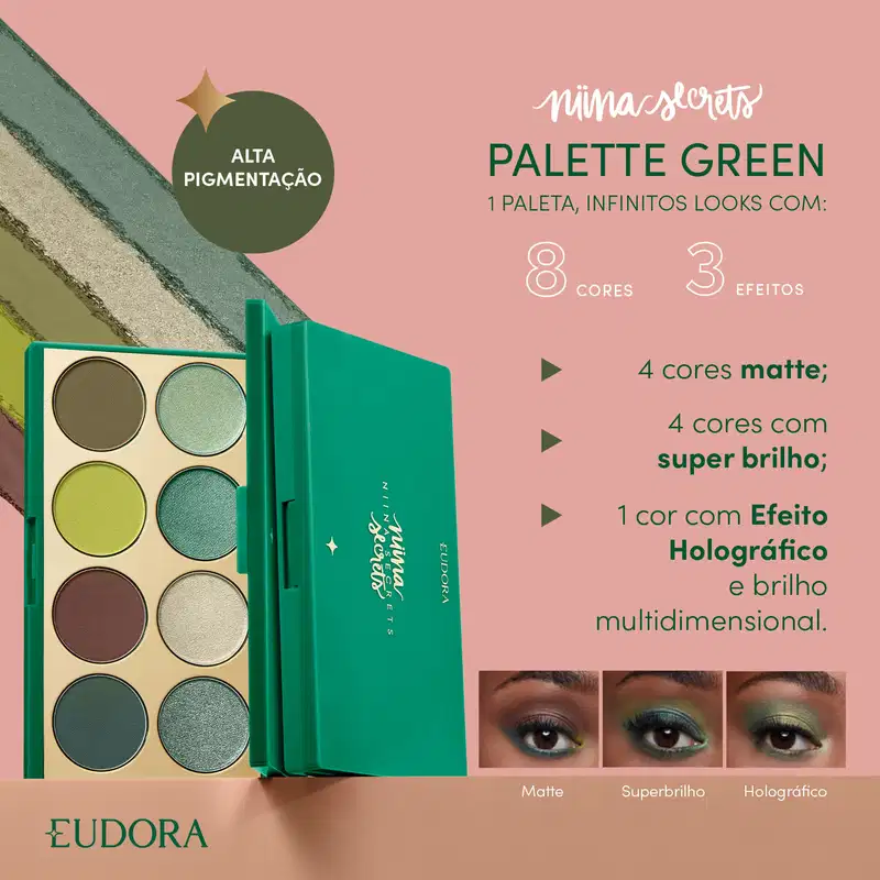 Paleta de Sombra Niina Secrets Green 5,6g