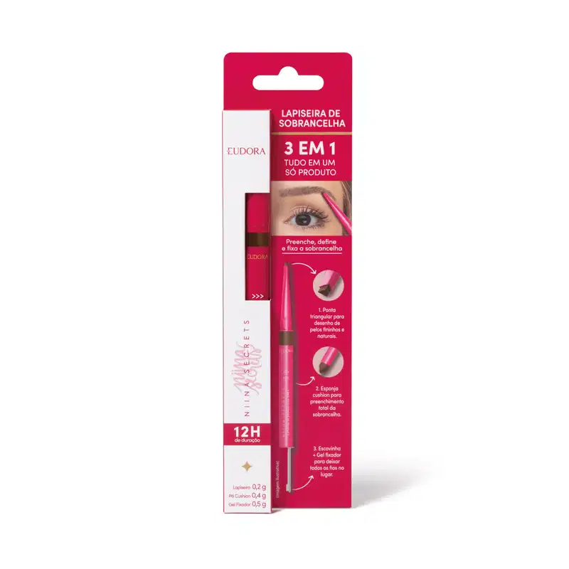 Lapiseira de Sobrancelha 3 em 1 Clara Niina Secrets 1,1g