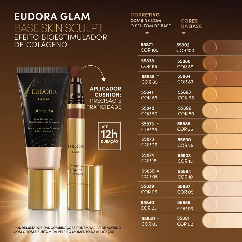Base Líquida Semi Matte Glam Skin Sculpt Cor 00 30ml