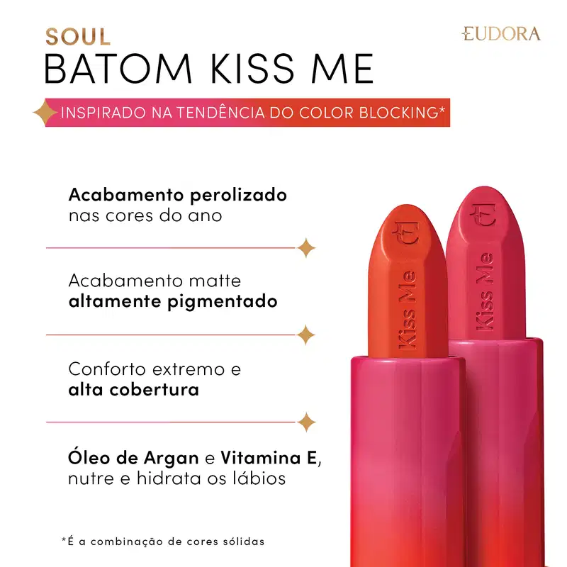 Batom Rosa Trendy SOUL KISS ME Matte FPS 15