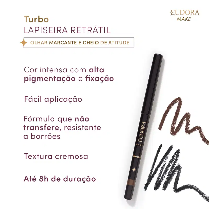 Lapiseira Retrátil para Olhos Marrom Eudora Make 300mg