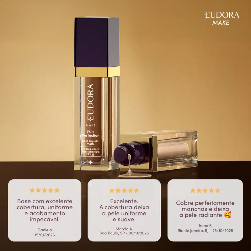 Base Líquida Matte Eudora Make Skin Perfection Cor 270Q 30ml