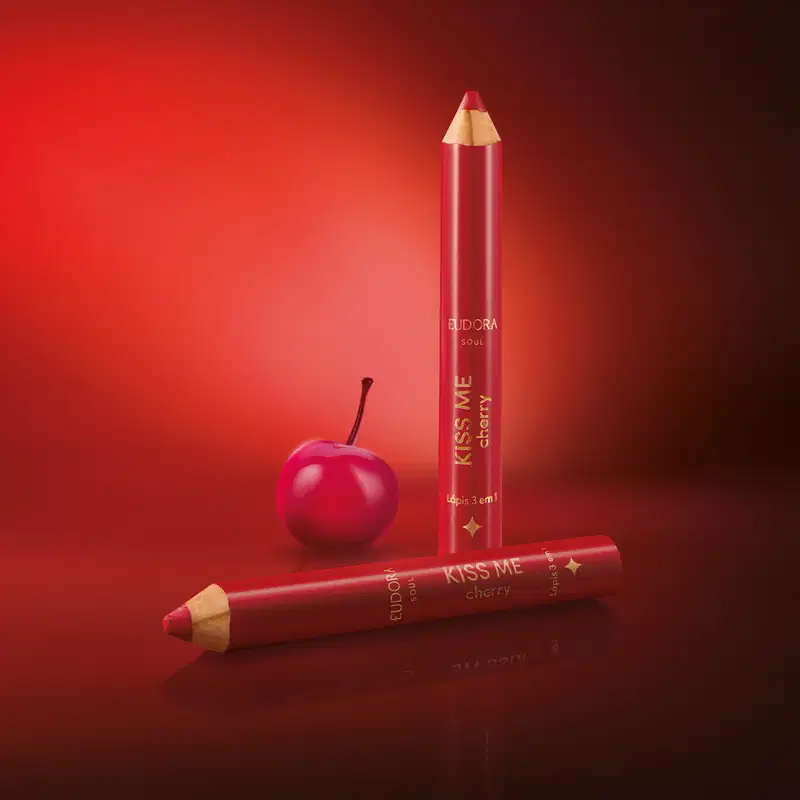 Lápis Multifuncional Vermelho Kiss Me Cherry 3 em 1 1,2g