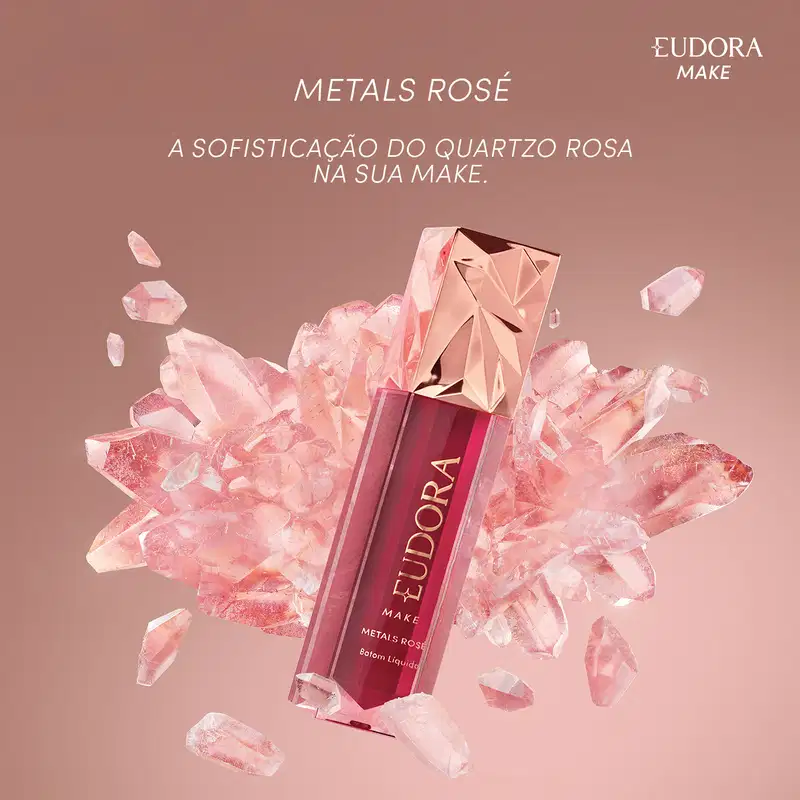 Batom Líquido Cremoso Metals Rosé Terracota Exclusivo Eudora Make 2,5m
