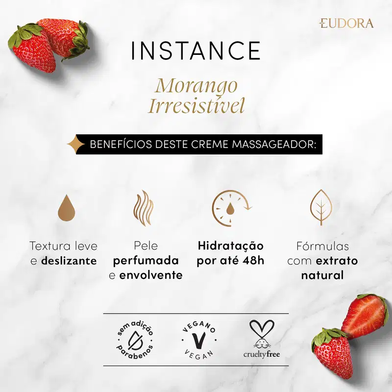 Eudora Instance Morango Irresistível - Creme de Massagem 180ml