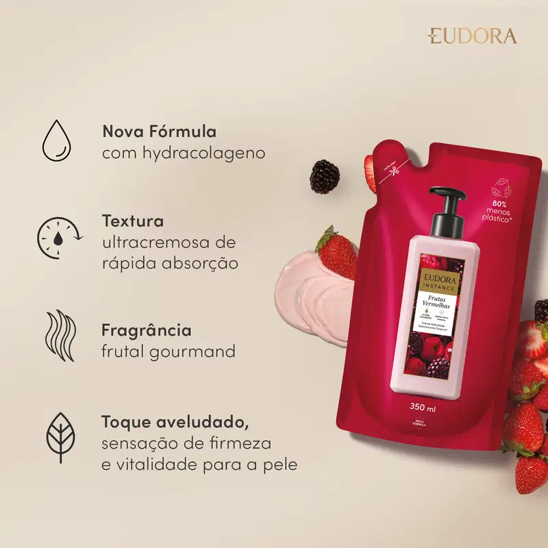 Refil Creme Hidratante Desodorante Corporal Instance Frutas Vermelhas 350ml