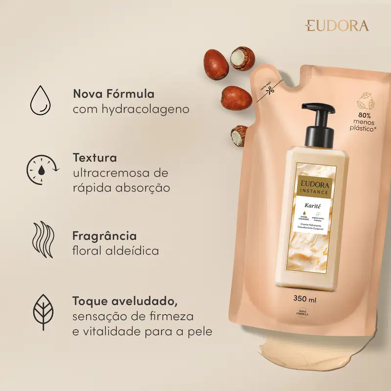 Refil Creme Hidratante Desodorante Corporal Instance Karité 350ml