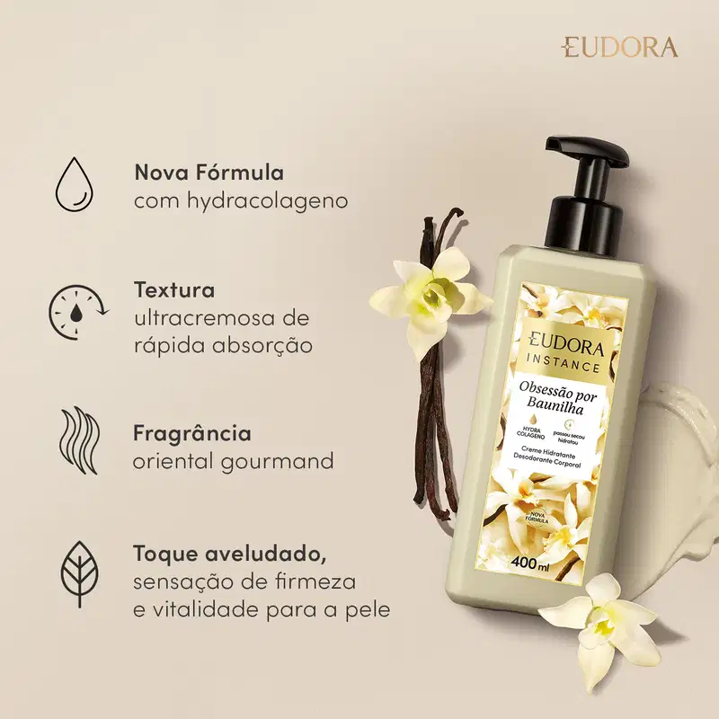 Creme Hidratante Desodorante Corporal Instance Baunilha 400ml