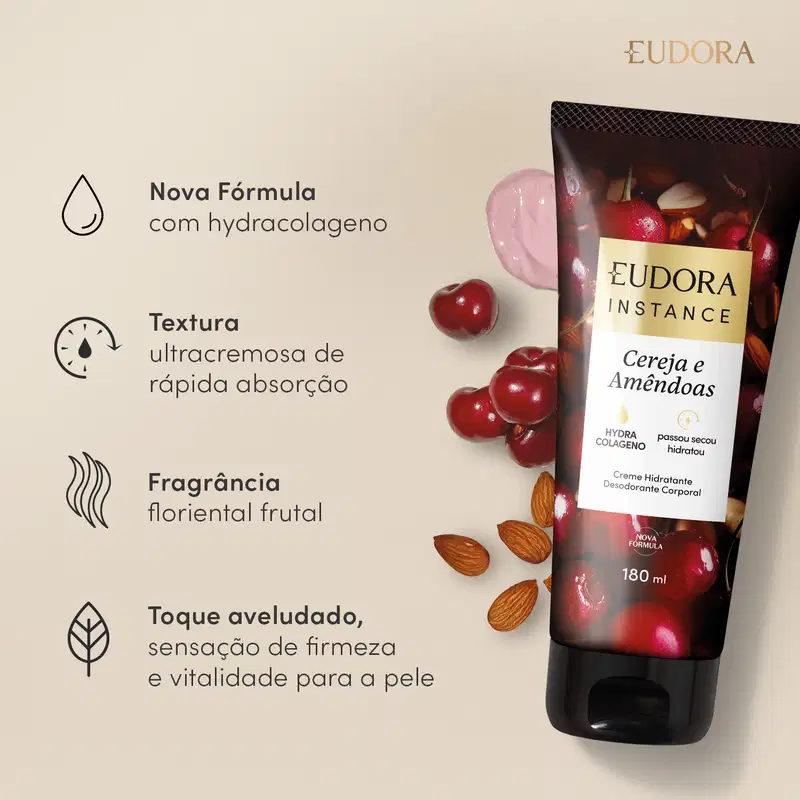 Creme Hidratante Desodorante Corporal Instance Cereja e Amêndoas 180ml