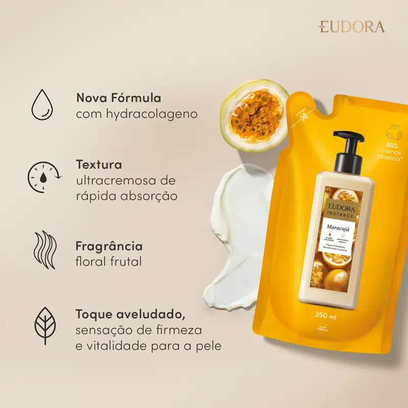 Refil Creme Hidratante Desodorante Corporal Instance Maracujá 350ml