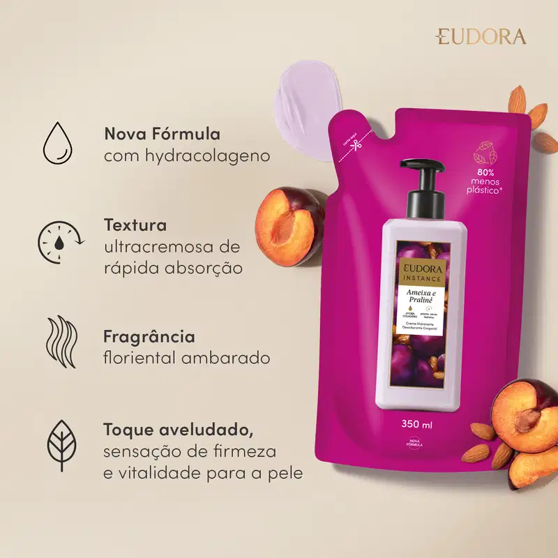 Refil Creme Hidratante Desodorante Corporal Instance Ameixa e Praliné 350ml