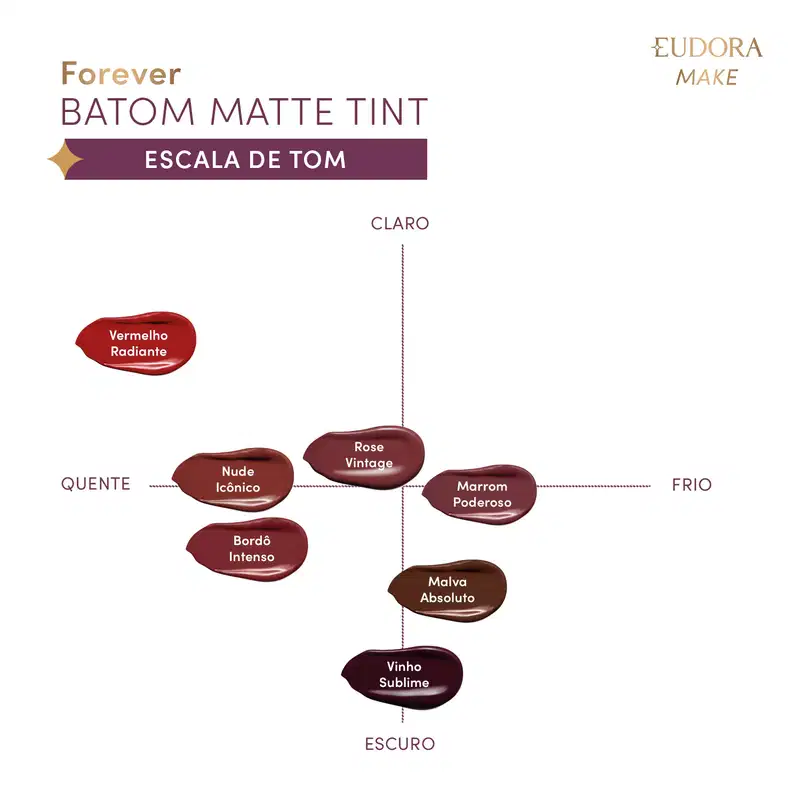 Batom Líquido Vermelho Radiante Eudora Make Forever Matte Tint 4ml