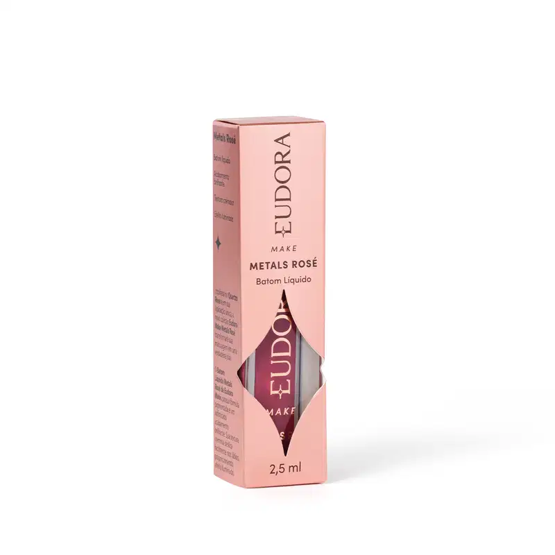 Batom Líquido Cremoso Metals Rosé Malva Refinado Eudora Make 2,5ml