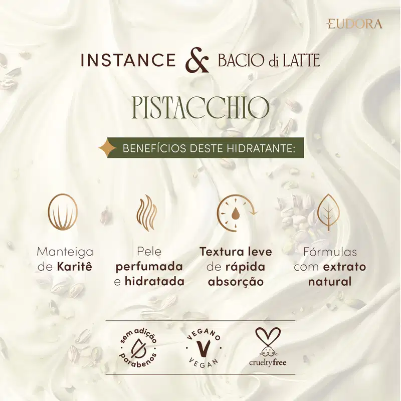 Creme Hidratante Desodorante Corporal Instance Pistacchio 400ml