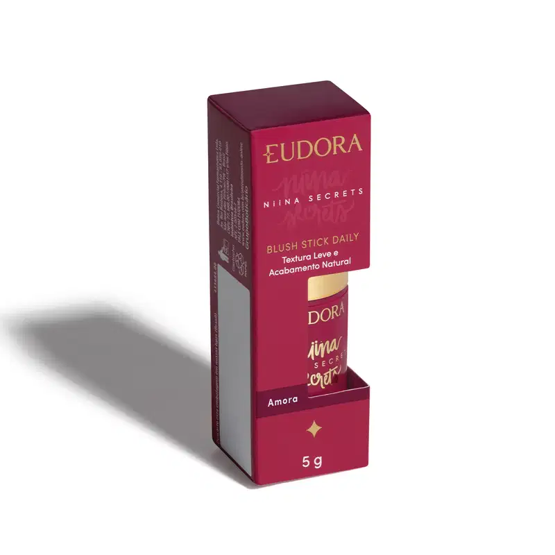 Blush em Bastão Eudora Niina Secrets Stick Daily Amora, 5g.