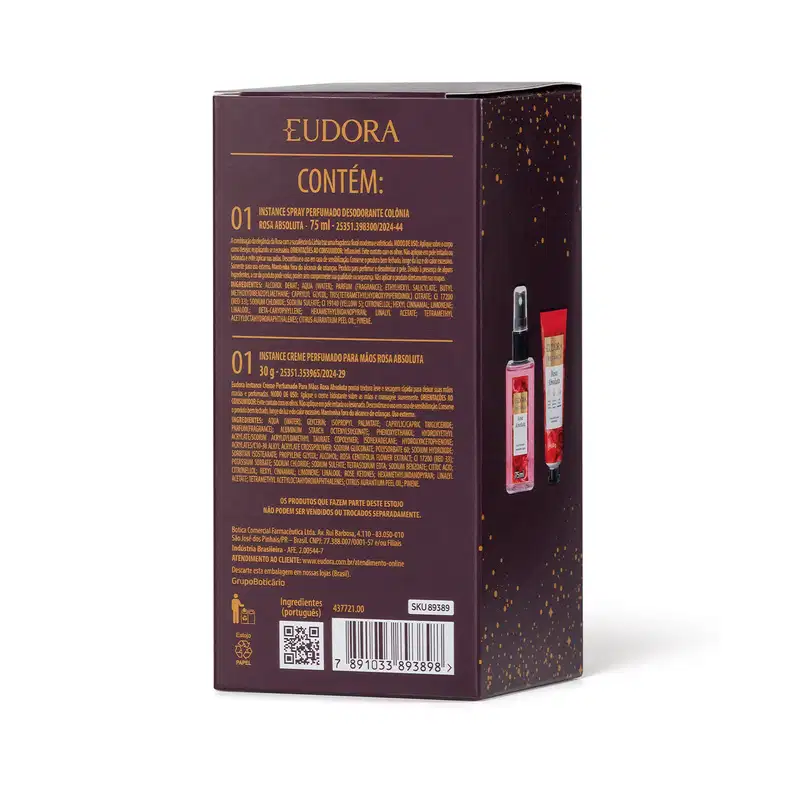 Kit Presente  Instance Rosa Absoluta: Spray Perfumado 75ml + Creme Mãos 30g