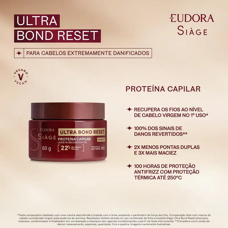 Eudora Siàge Ultra Bond Reset Proteína Capilar - Leave-In Reconstrutor 80g