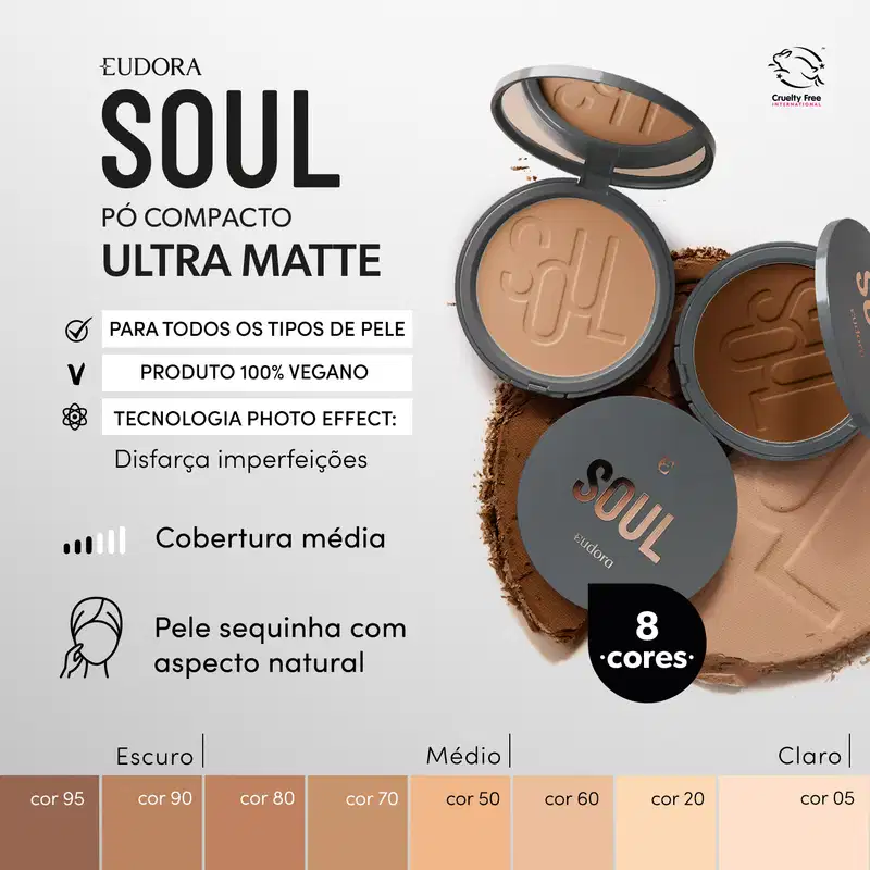 Pó Compacto Soul Ultra Matte Cor 80 10g