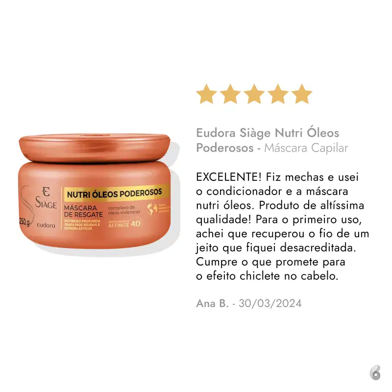 Eudora Siàge Nutri Óleos Poderosos - Máscara Capilar 250g