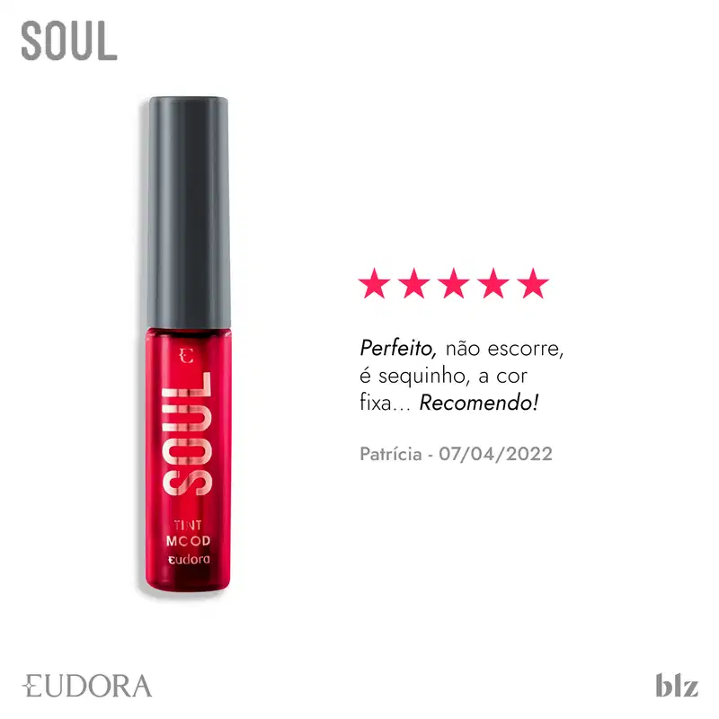 Eudora Soul Tint Mood Vermelho Happy - Batom Líquido 5,5ml