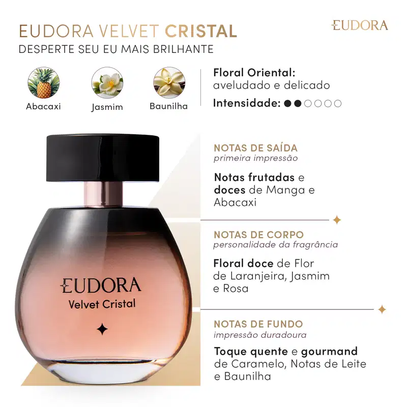 Eudora Velvet Cristal Desodorante Colônia 100ml