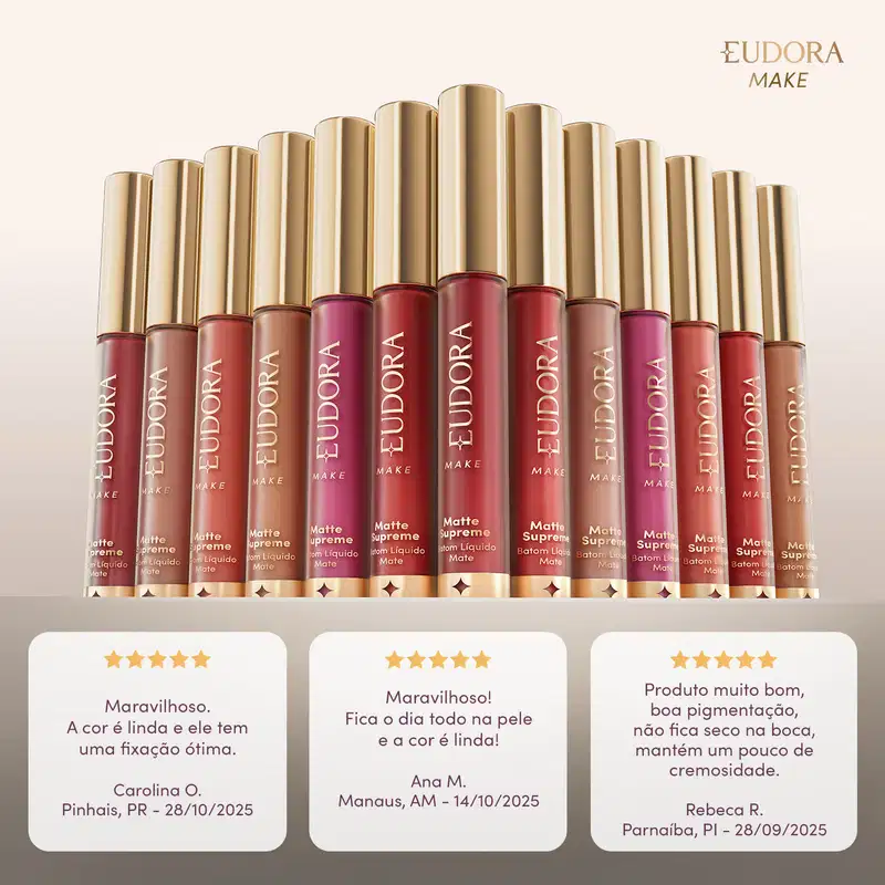 Batom Líquido Matte Supreme Eudora Marrom Nude Instinto 4ml