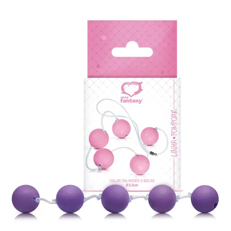 Colar Tailandês com 5 Bolas Tam M 2,5 cm