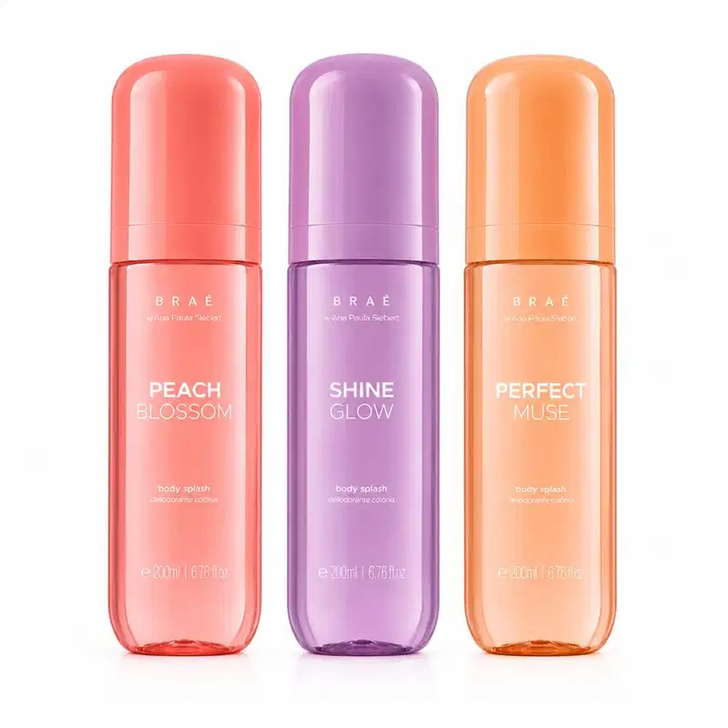 Kit Trio Braé by Ana Paula Siebert Body Splash Shine Glow 200ml + Body Splash Perfect Muse 200ml + Peach Blossom 200ml