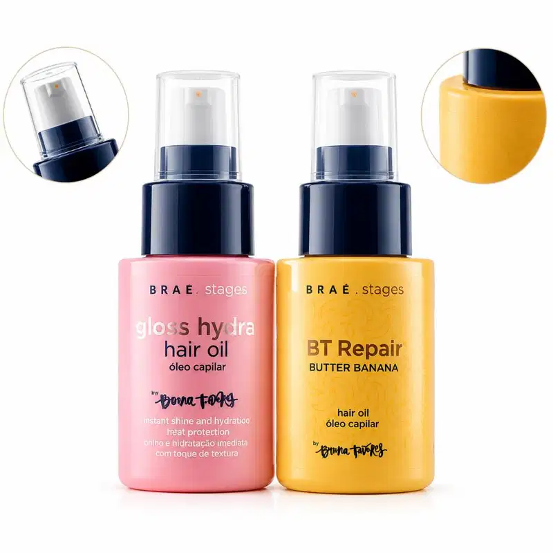 Kit Braé Stages by Bruna Tavares Óleo Gloss Hydra + Óleo Condicionante Repair Butter Banana 60ml