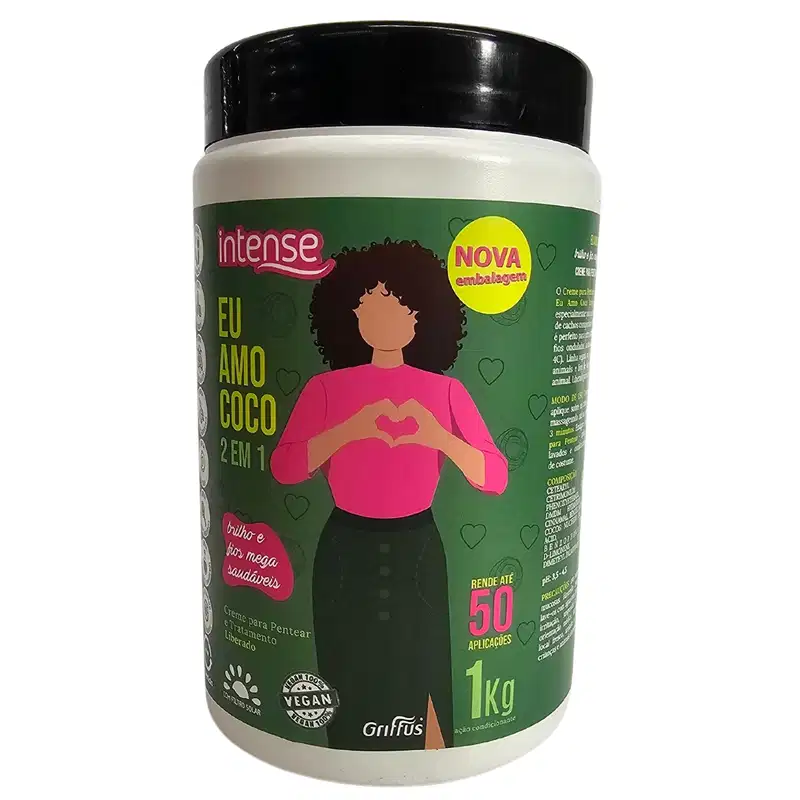 Griffus Intense Creme Para Pentear e Tratamento 2 em 1 Vegano Eu Amo Coco 1kg