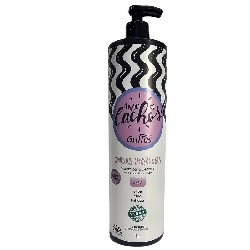 Griffus Amo Cachos Creme Para Pentear Ondas Incríveis 2ABC Vegano 1L