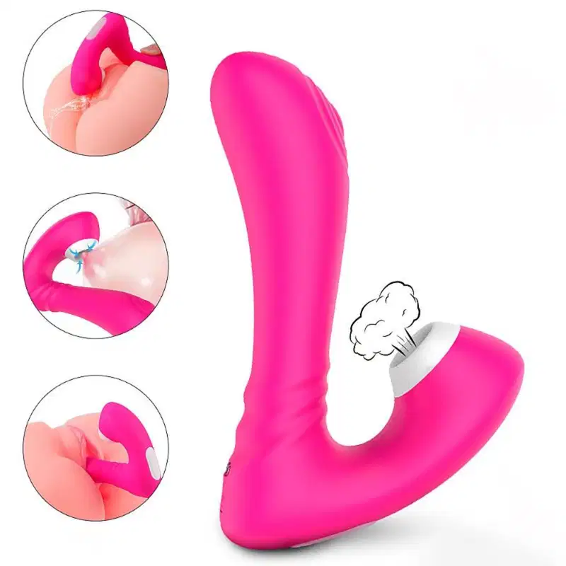Vibrador Ponto G e Sugador de Clitóris com Pulsação Grey S-Hande