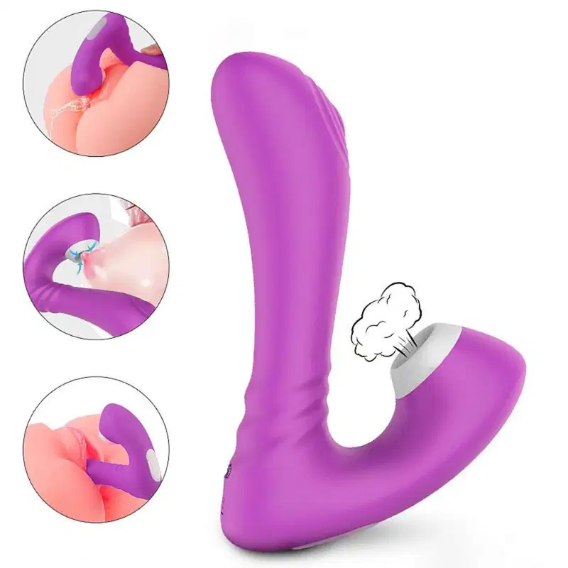 Vibrador Ponto G e Sugador de Clitóris com Pulsação Grey S-Hande
