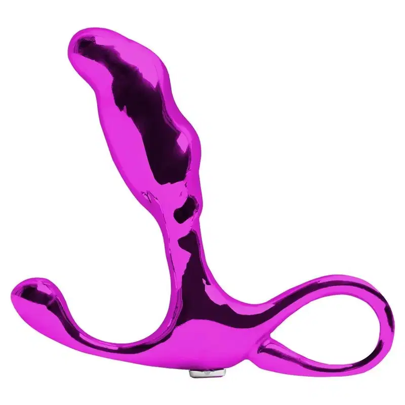 Hard - Massageador de próstata em metal com formato ergonômico e alça de segurança - 6,5 x 1,9 cm Rosa