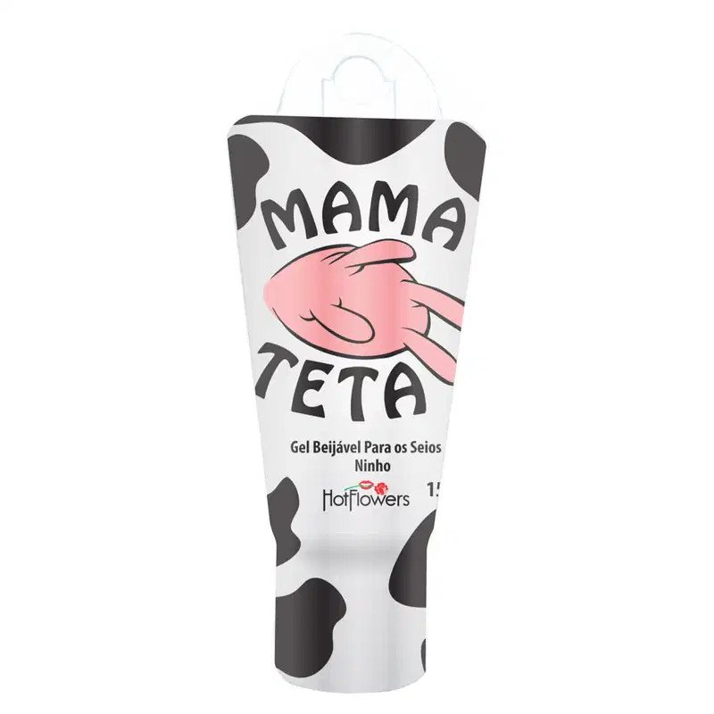 A imagem mostra o Gel Beijável para Seios Mama Teta sabor Ninho da marca HotFlowers.