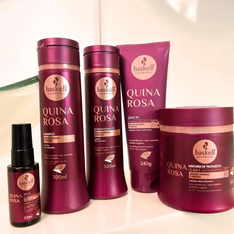 Kit Quina Rosa Haskell Shampoo, Condicionador e Máscara 500ml/g