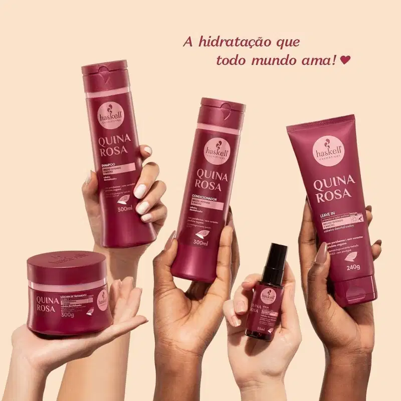 Kit Quina Rosa Haskell Shampoo, Condicionador e Máscara 500ml/g