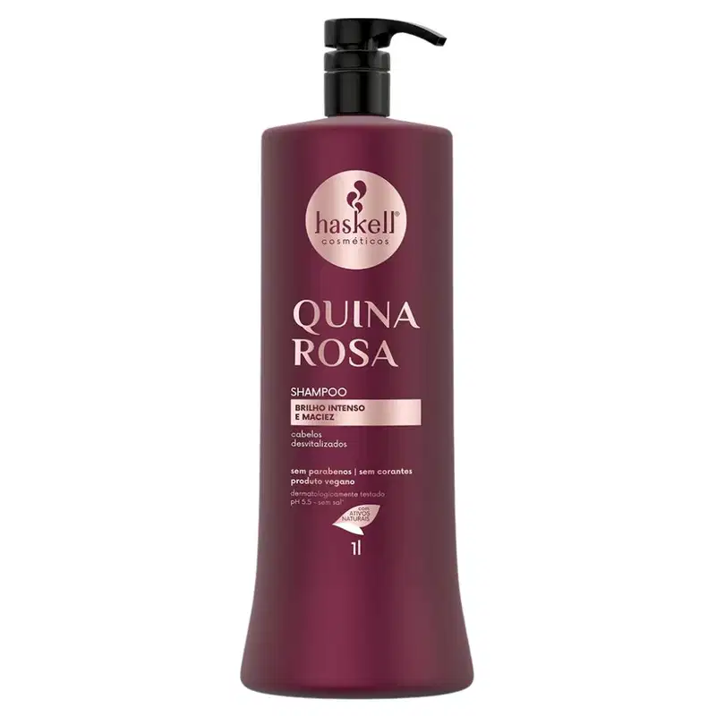 Kit Haskell Quina Rosa Shampoo 1L e Máscara 900g