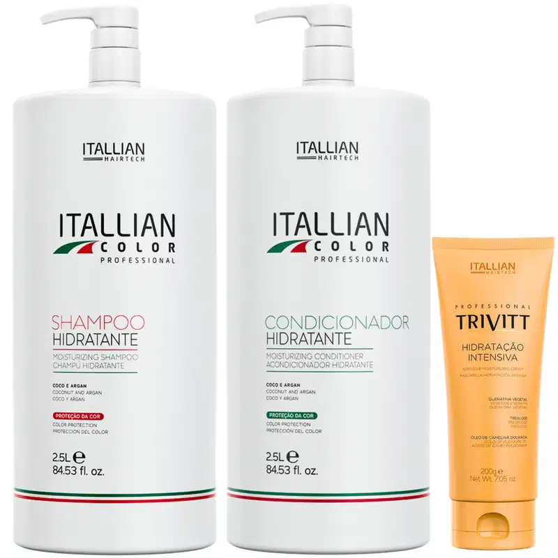 KIT SHAMPOO HIDRATANTE E CONDICIONADOR 2,5 LTS E HIDRATAÇÃO INTENSIVA 200ML