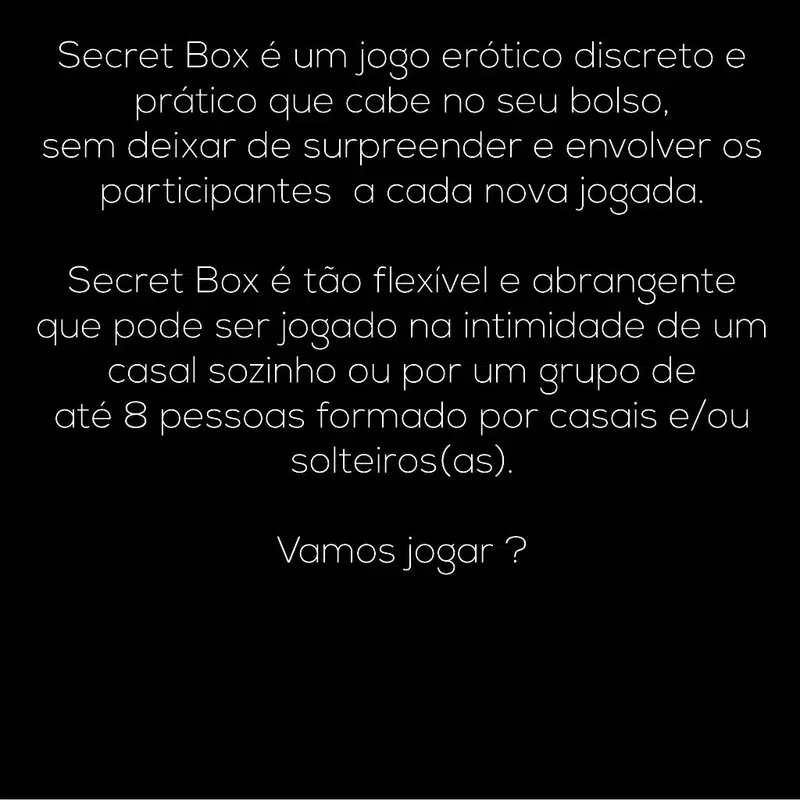 Secret Box Jogo Erótico Para Casal ou Grupo