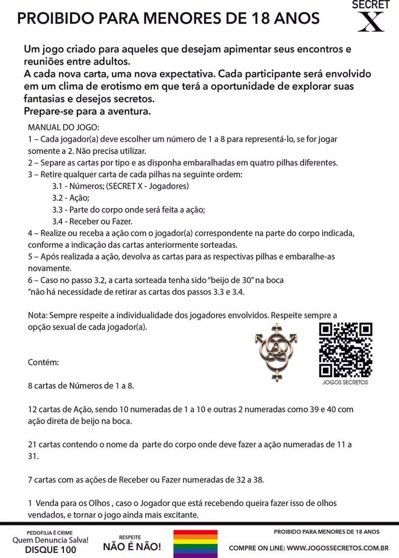 Secret X Jogo Erótico Para Casal ou Grupo