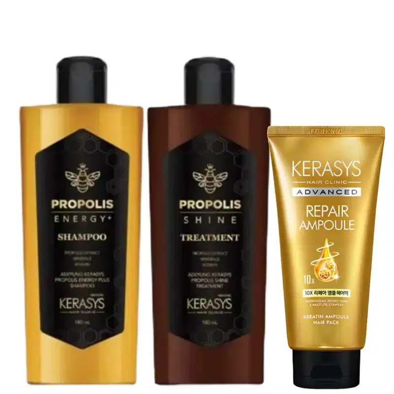 Kerasys Kit Propolis Energy Shine Sh 180ml + Tratamento 180ml + Másc Advanced 10x Repair 300ml