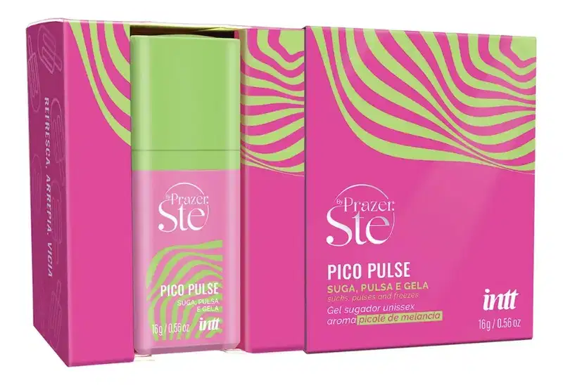 Kit 2 Pico Pulse Intt Sugador em Gel Que Suga Pulsa Vibra E Excita Unissex Melancia e Picolé de Uva Verde