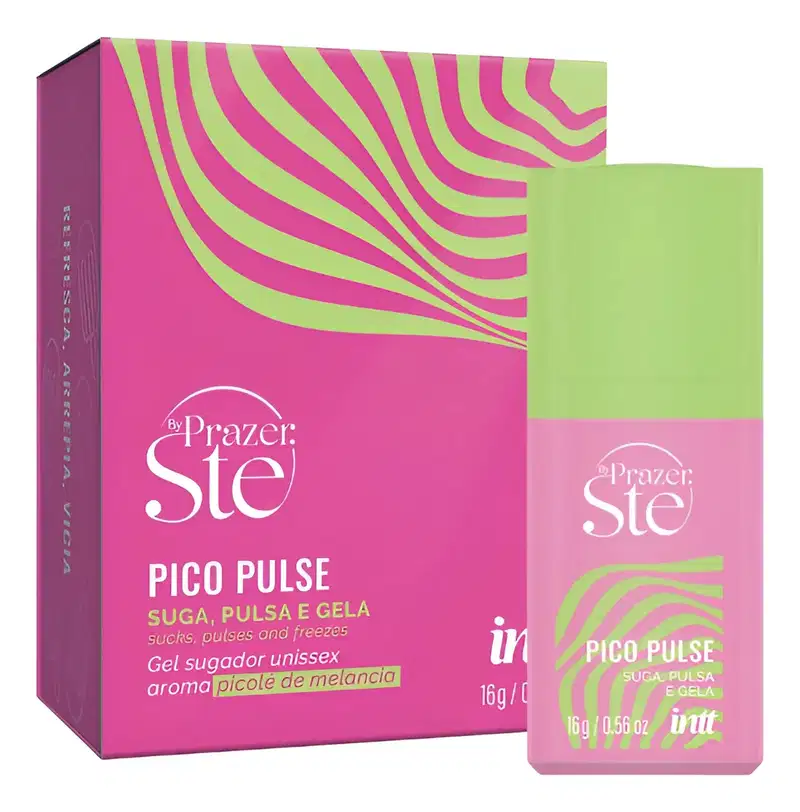 Kit 2 Pico Pulse Intt Sugador em Gel Que Suga Pulsa Vibra E Excita Unissex Melancia e Picolé de Uva Verde