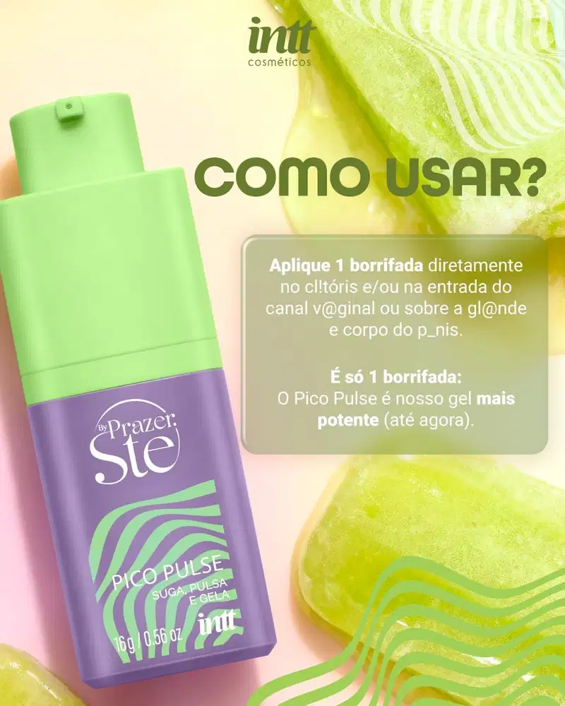 Kit 2 Pico Pulse Intt Sugador em Gel Que Suga Pulsa Vibra E Excita Unissex Melancia e Picolé de Uva Verde