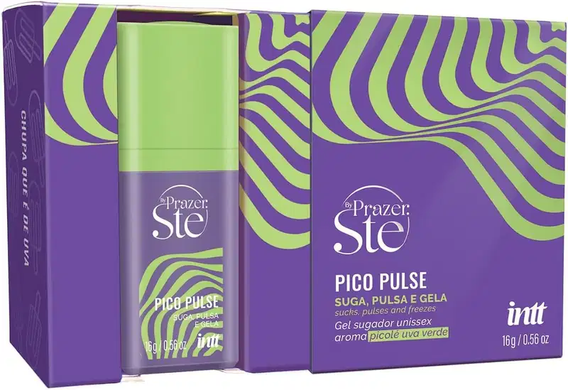 Kit 2 Pico Pulse Intt Sugador em Gel Que Suga Pulsa Vibra E Excita Unissex Melancia e Picolé de Uva Verde