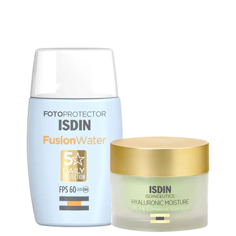 Kit ISDIN Fotoprotector Fusion Water FPS 60 + ISDINCEUTICS Hyaluronic Moisture Oily Skin (2 Produtos)
